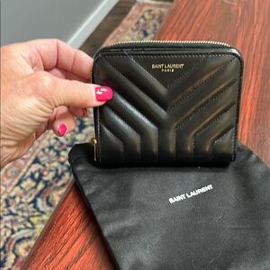 Saint Laurent Black Chevron Wallet